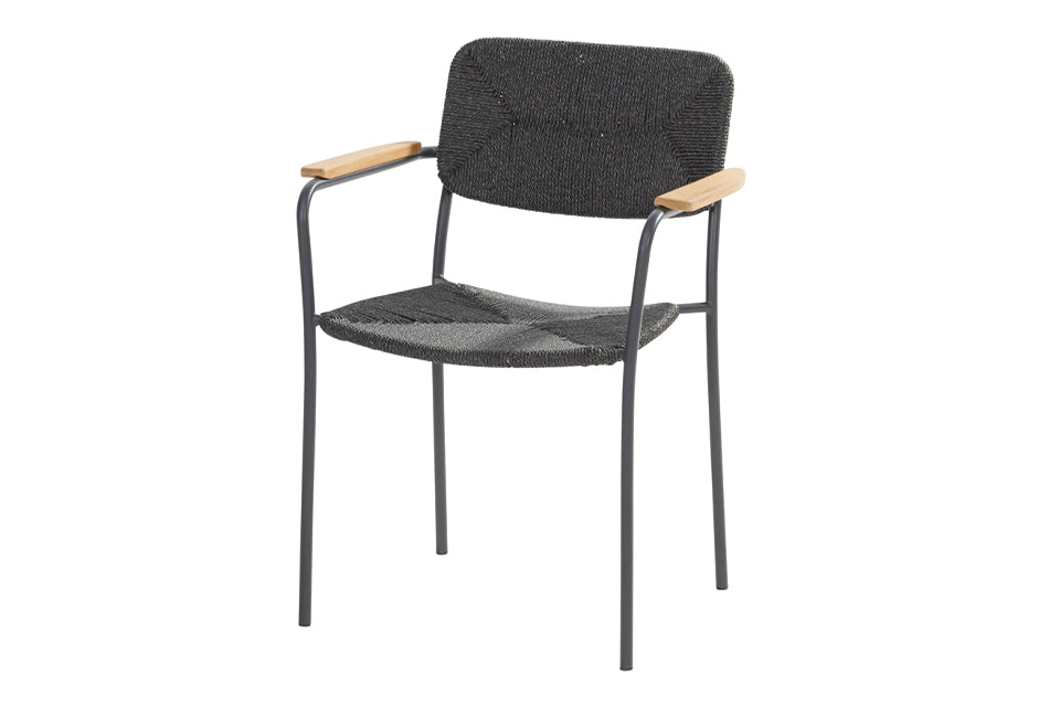 4 Seasons Outdoor | Bora Stacking Chair with Teak Arm | Anthracite