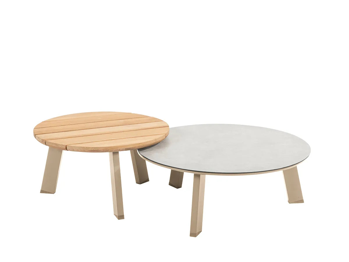 Taste by 4 Seasons | Emma Kaffeetisch-Set Ø65 und Ø80 cm | Latte-Keramik-Teak