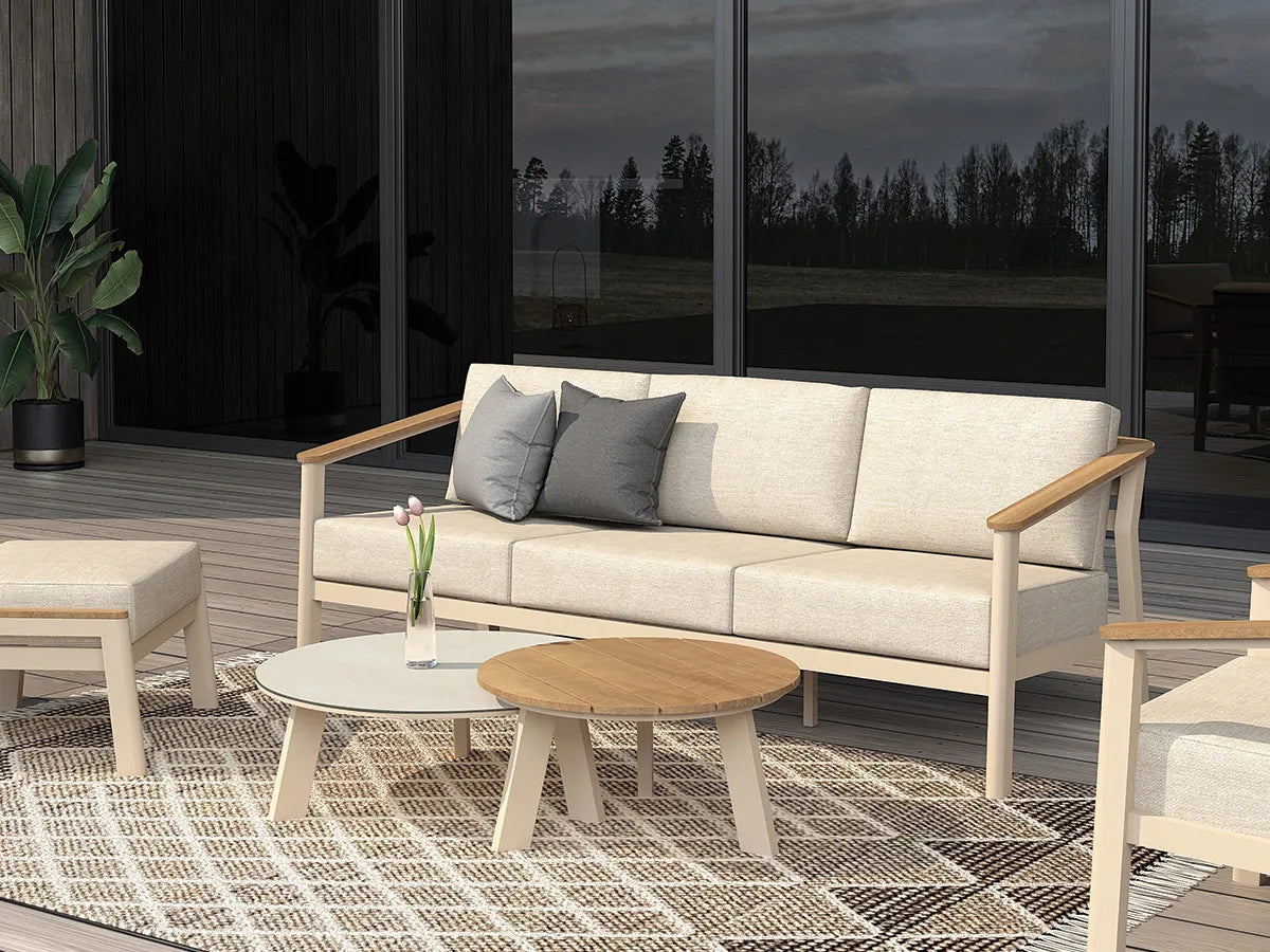 Taste by 4 Seasons | Emma Kaffeetisch-Set Ø65 und Ø80 cm | Latte-Keramik-Teak