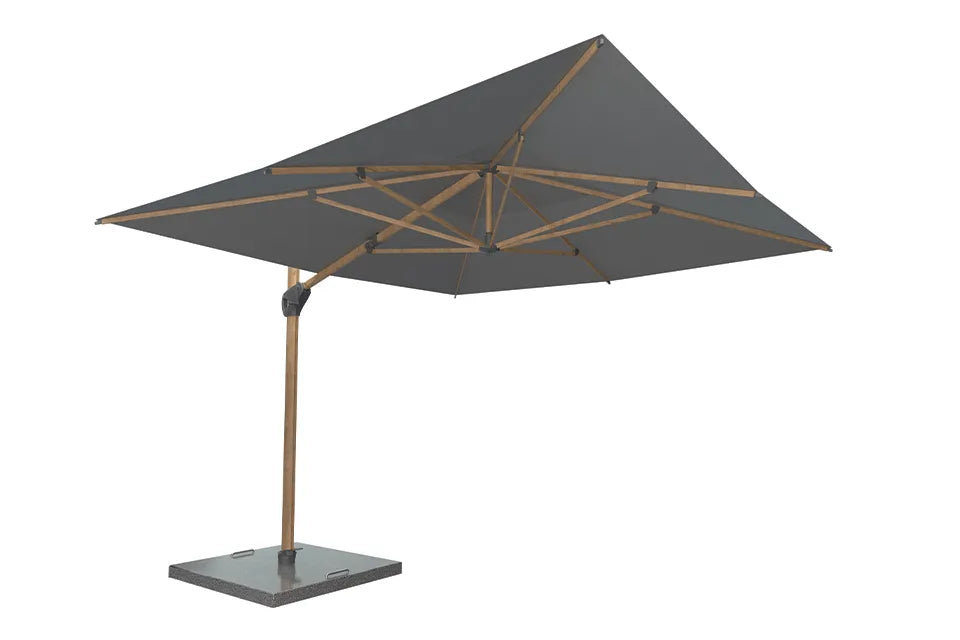 4 Seasons Outdoor | Hacienda Parasol 300 x 400 cm | Wood-Look Charcoal