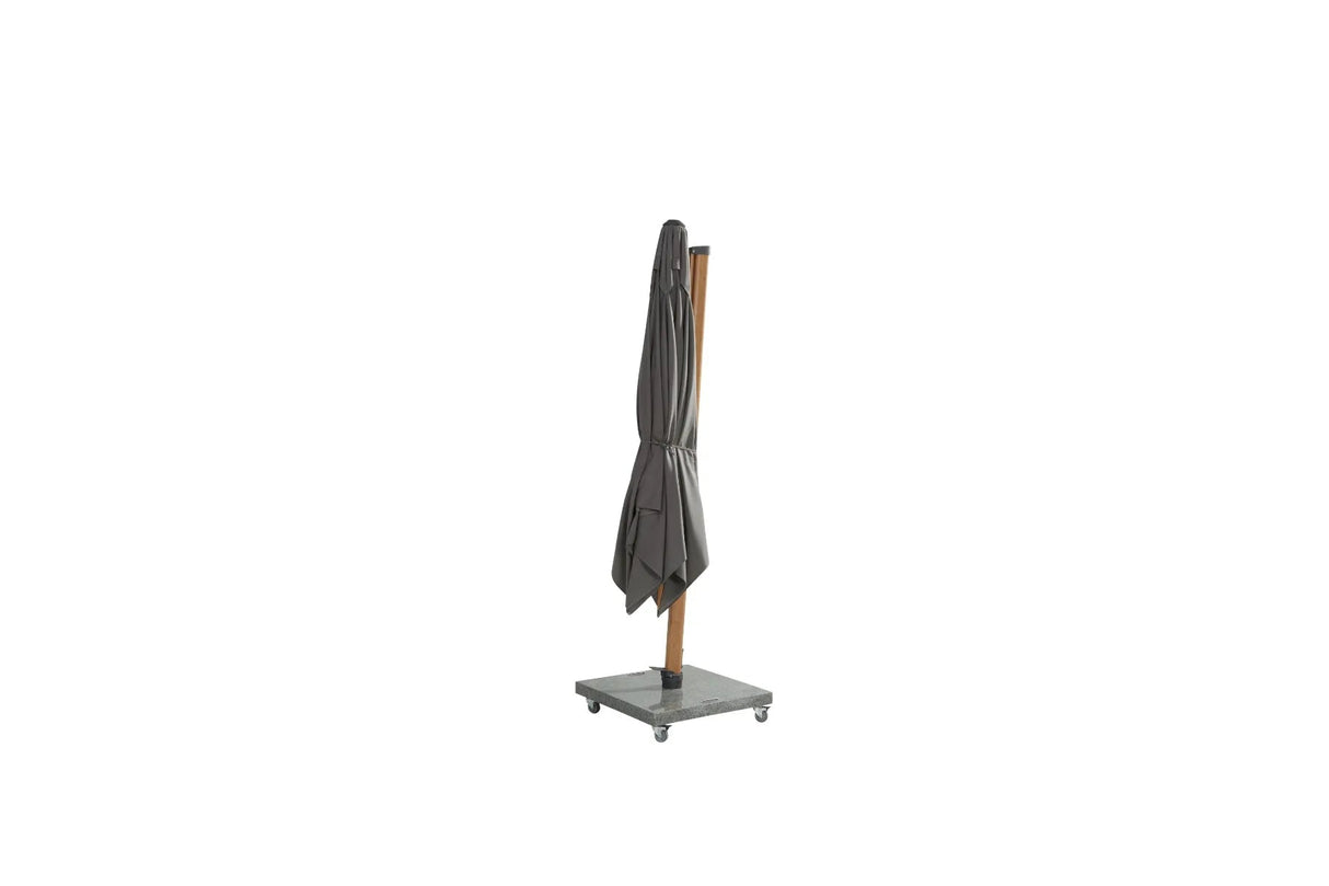 4 Seasons Outdoor | Siesta Premium Sonnenschirm 300 x 300 cm | Holzoptik-Charcoal