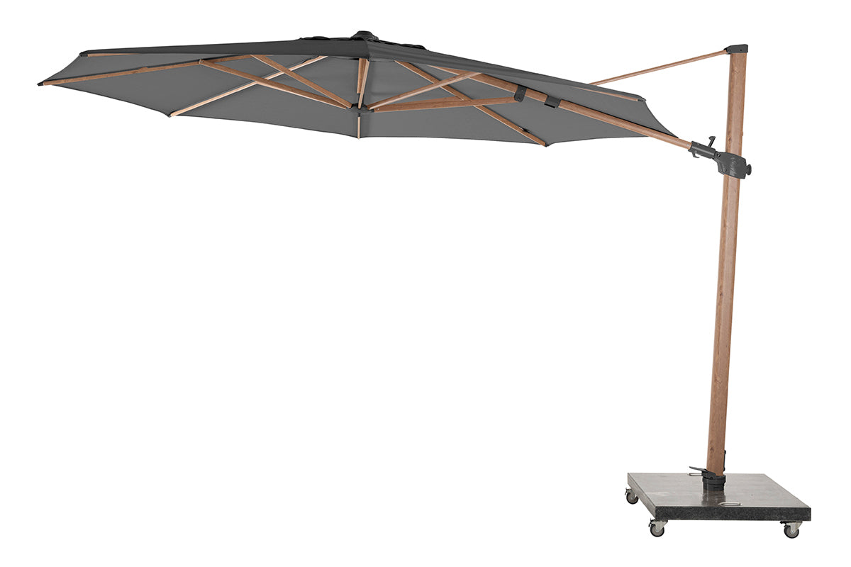 4 Seasons Outdoor | Siesta Premium Parasol Ø350 cm| Antraciet-Houtlook