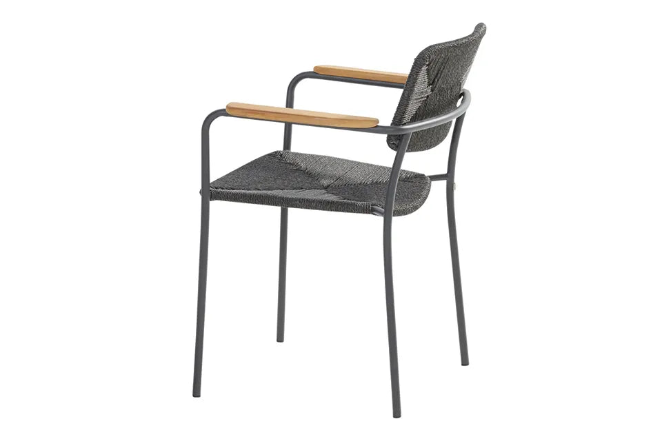 4 Seasons Outdoor | Bora Stacking Chair with Teak Arm | Anthracite